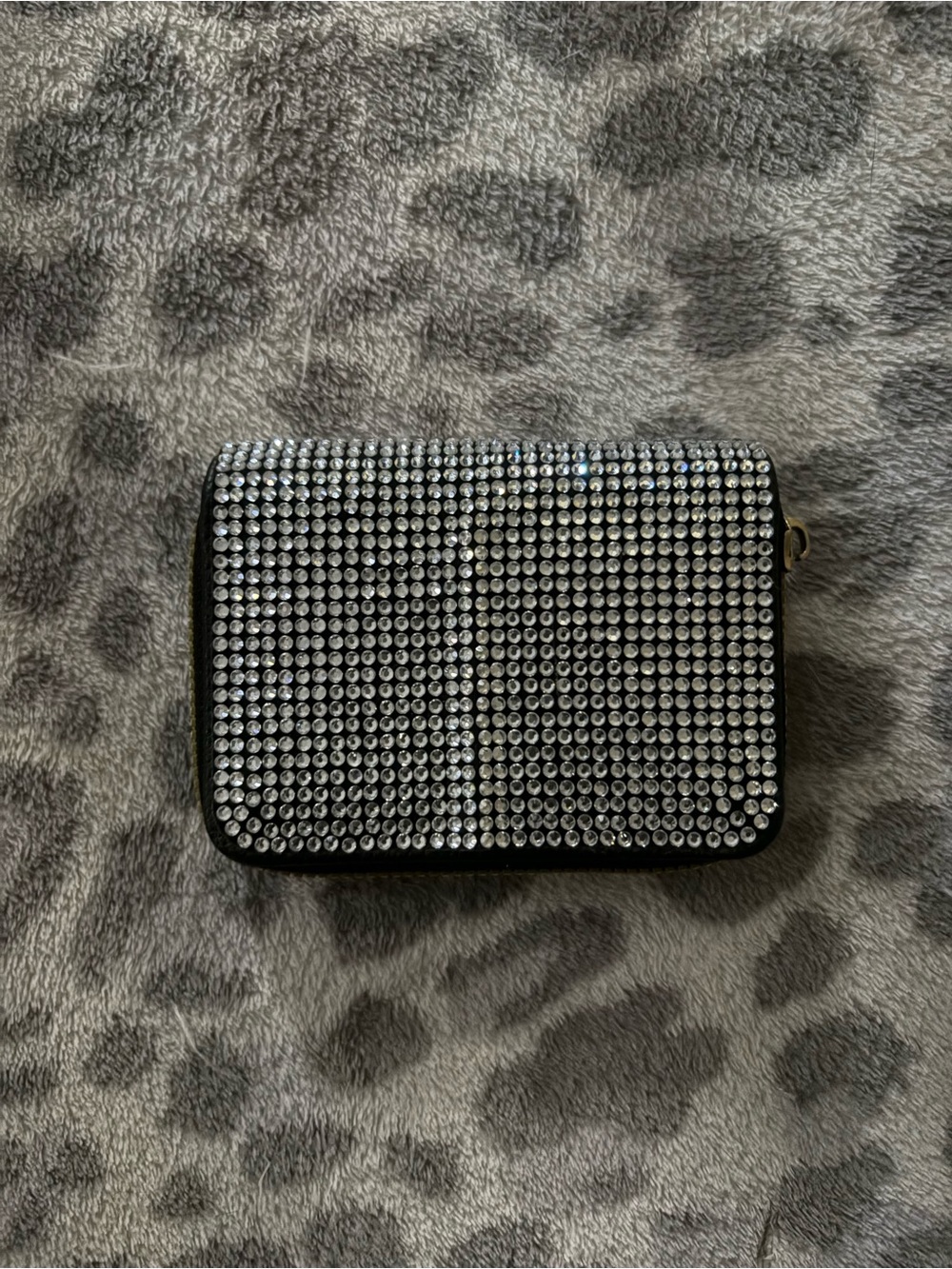 Sparkling Crystal Zip Wallet - Black/Silver
